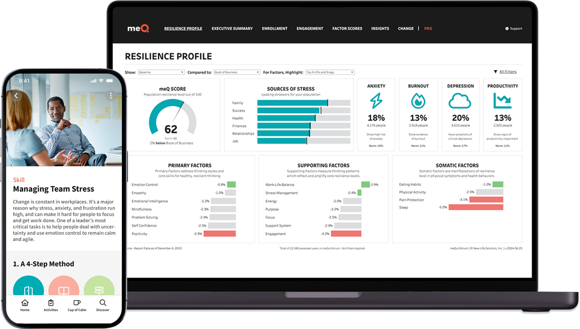 meQ Resilience Profile Screenshot